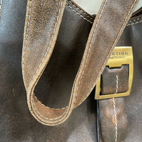 Kenneth Cole "distressed style leather" Boho Purse Y2K - Picture 3 of 9